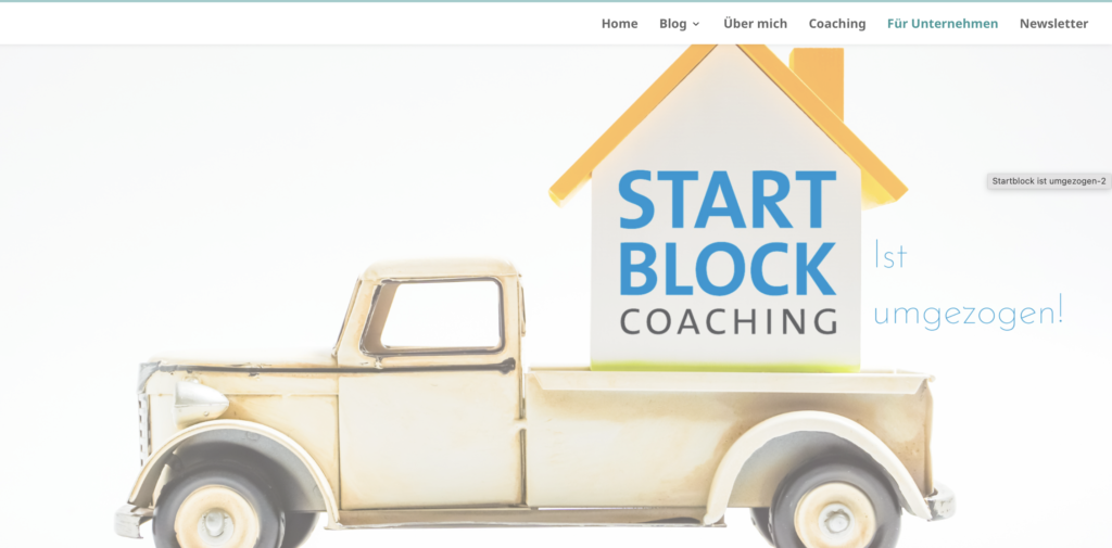 Umzugslaster mit Startblock Coaching